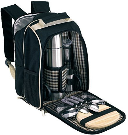 Unbekannt Picknick Rucksack 2 Person Picknicktasche mit Kühlfach Kühlrucksack mit Zubehör Kühltasche ohne Picknickdecke