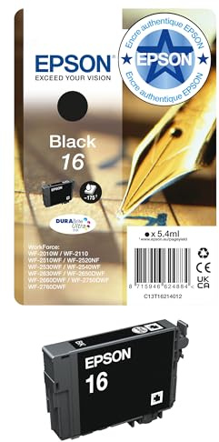 Epson Original 16 Tinte Füller (WF-2630WF, WF-2650DWF, WF-2660DWF, WF-2750DWF, WF-2760DWF), schwarz