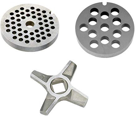 Wessper Lochscheibensatz für alle Fleischwolf Größen 5 / 4MM + 8MM und 1 zweiseitiges Kreuzmesser - für Fleischwolf Jupiter - Bosch - Zelmer - Alexanderwerk