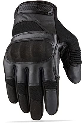 GearX Flex läder och näthandskar för motorcykel cykling motorcykel jakt arbete utomhusutrustning (L, svart)