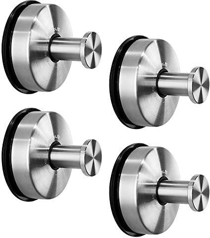 JOMOLA Saugnapf-Haken, Saugnapf-Duschhaken, Badezimmer-Handtuchaufhänger für Dusche, Aufbewahrung, Küche, Organizer für Handtuchhaken, Edelstahl, gebürstete Oberfläche, 4 Stück