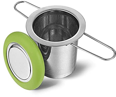 Tea Infuser, Stainless Steel Tea Strainer Folding Handle Tea Filter For Loose Tea Superior Brewing And Coffee (Green)