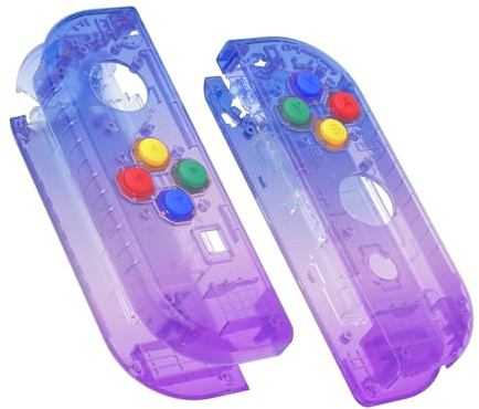 eXtremeRate Gradient Translucent Bluebell Joycon Handheld Controller Hölje med Kompletta Knappar, DIY Ersättningsfodral för Nintendo Switch & Switch OLED Modell Joy-Con – Konsol Skal Ingår INTE