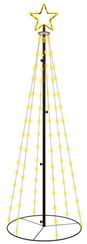 vidaXL LED Weihnachtsbaum Kegelform Tannenbaum Lichterbaum Weihnachtsdeko Stern Beleuchtung Außen Beleuchtet Lichterkette Warmweiß 108 LEDs 70x180cm