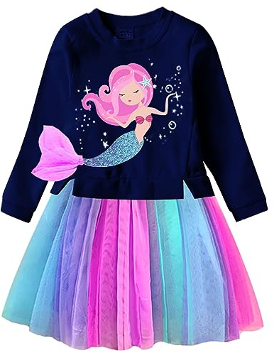 VIKITA Kleider Mädchen Kurzarm Kleid Baumwolle Bunt Print Stickerei Sommer Kleidung Gr.86-128
