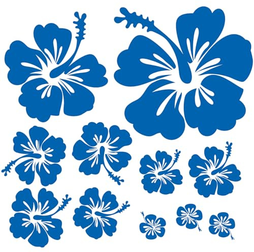 Finest Folia Dekoaufkleber Hibiskus Blumen Home Deko Aufkleber zuhause Sticker wohnen Toilettendeckel Kühlschrank Laptop Toilette selbstklebend K165 (07 Azurblau)