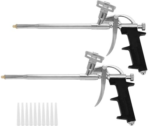 EACHPT Pistola Schiuma Poliuretanica,Schiuma Poliuretanica per Pistola,2 Pezzi,Non è necessario il detergente, per Calafataggio,Sigillatura,Riempimento(con 10 ugelli)