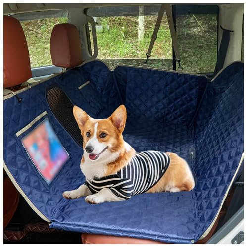 SJWJWOO Housse Voiture Chien avec Planche, Protection Latérale Et Fenêtre De Visualisation Bache Chien Voiture pour Toutes Les Voitures, SUV,Blue