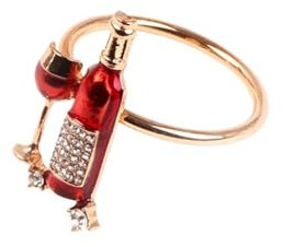 GCYEIDMA 6 Teile/Satz Rotwein Flasche Glas Metall Serviettenringe Hochzeit Valentinstag Party Tischdekoration Serviettenhalter Handtuch Schnallen Serviettenringe