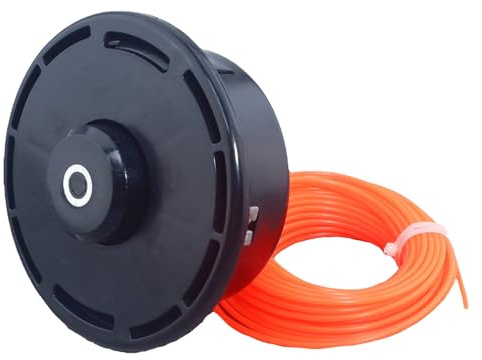 TIOMIOSEA Fadenkopf Mähkopf M10 x1,25 Rasentrimmer Zubehör Ersatzteile Motorsense Mit 15m Nylonfaden, Fadenspule und Fadenkopf für Benzin Motorsense Freischneider
