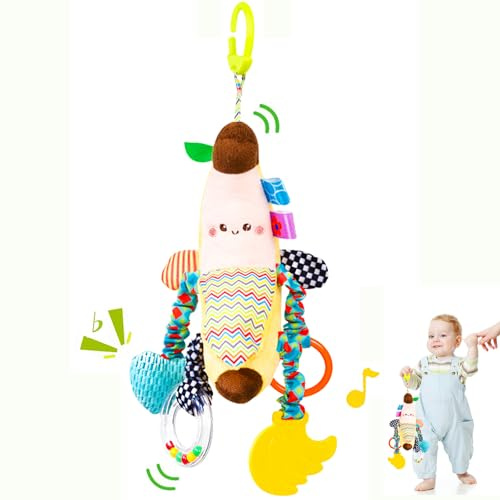Felly Giocattoli Passeggino per Neonato 0 3 6 9 12 Mesi, Giocattolo Sensoriale da Appendere Peluche, Sonaglio Appendere Carrozzina e Culla, Miglior Regalo per Bambino Ragazza e Ragazzo