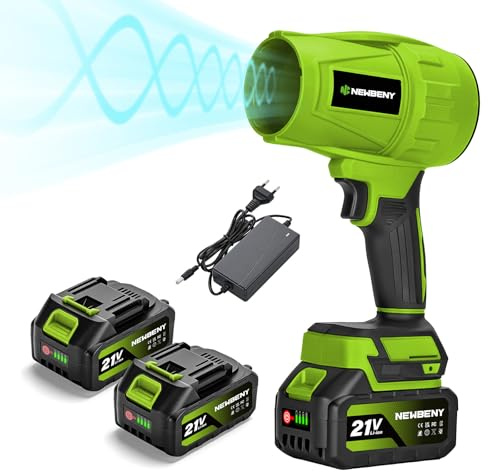 NewBeny Souffleur de Feuilles sans Fil, 359 MPH & 580 CFM Souffleur de Feuilles avec 2 Batteries de 3,0 Ah, Pression de Vent de 1,500G pour souffler Les Feuilles, la Neige et la Poussière