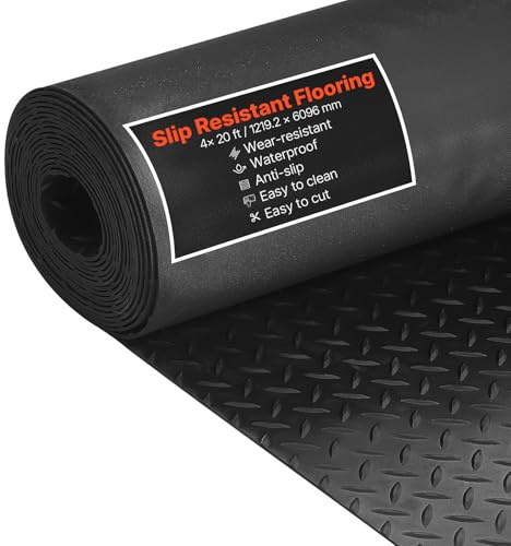 VEVOR Tappeto Rivestimento da Pavimento 1,22 x 6,1 m, Tappetino Protettivo per Pavimento in Gomma Diamantata Spessa 3 mm, Antiscivolo, Resistente all'Usura, Impermeabile, per Magazzini