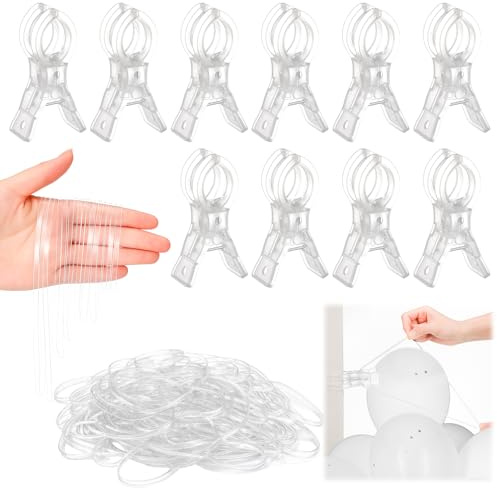 Crtiin 10 Pack Large Balloon Arch Clips 3.5 Inch Heavy Duty Clip and 300 Pcs Clear Rubber Bands for Balloon Arch Frame Garland Wall Birthday Decorations Crafts Woodworking Photography Studios