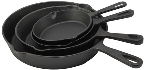 4pcs Cast Iron Skillet Set, Heavy-Duty Frying Pans, Frying Pan for Searing Baking Sautéing, Durable Cast Iron Cookware for Hob, Oven & Outdoor Cooking, 14cm/5.5, 16cm/6.3, 20cm/7.9, 26cm/10.2