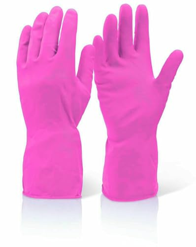 Supreme TTF 6 Pairs Reusable Household Gloves, Dishwashing gloves, Extra Thick, Long Sleeves, Kitchen Cleaning/Painting/Gardening/Pet Care (Pink, Large)