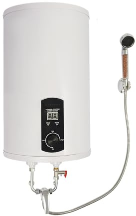 Scaldabagno istantaneo da 50 l, per doccia, scaldabagno sottolavello da 5 litri, a bassa pressione, per bagno, bianco, colonna, acciaio inox e smalto, per la conservazione dell'acqua calda