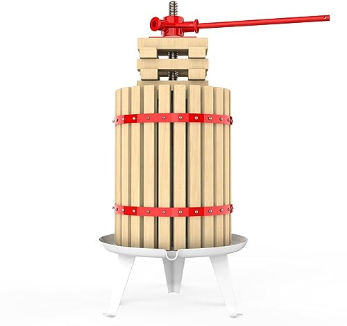 EJWOX 4.75 Gallon Fruit and Wine Press, Manual Cider Juice Maker with Solid Beech Wood Basket & Heavy-Duty Stand for Apples, Grapes, Berries