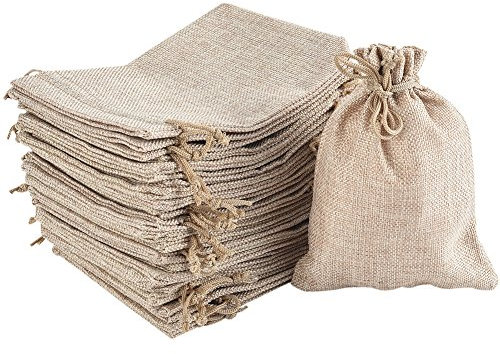 Irich 30 Pack Small Hessian Bags with Drawstring, 13 X 18 CM Biodegradable & Reusable Jute Bag,Fabric Gift Bag Wedding Gift Bags for Wedding Party Jewelry and DIY