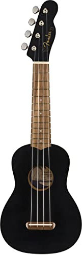 Fender California Coast Venice Soprano Ukulele, Comfortable and Easy to Play C-shaped Neck, Includes Complimentary Virtual Lessons, Black Finish