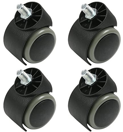 MroMax Office Chair Casters Wheels 1.97 Inch PU Twin Wheel Threaded Stem Swivel Caster Gray 4pcs