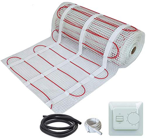 Nassboards Premium Pro Electric Underfloor Heating Mat Kit 200w Per m2 - Featuring Mat, Probe and Choice of Thermostat (1m2, Manual Thermostat)