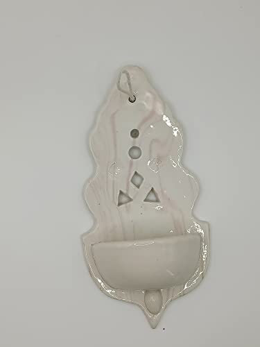 Acquasantiera in ceramica Nerikomi bianca e rosa