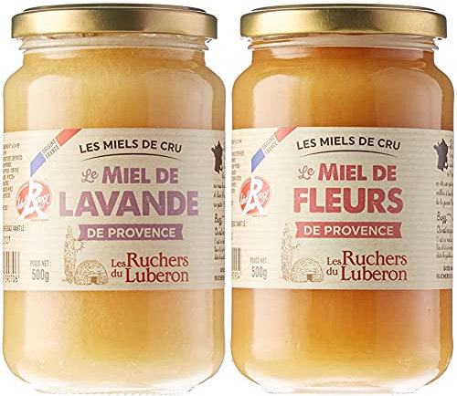 Les Ruchers du Luberon Miel de Lavande de Provence IGP/Label Rouge 500 g 3760009390706 & Miel de Fleurs de Provence IGP/Label Rouge 500 g