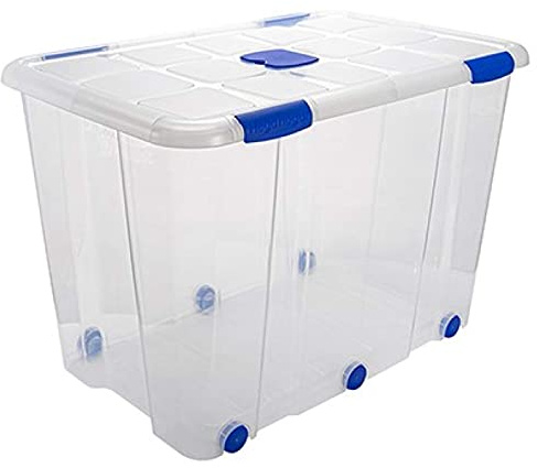 Acan Tradineur - Caja de almacenaje de 55,5 x 81 x 51,5 cm, nº 19, con Capacidad de 160 litros con Tapa y Ruedas para organización del hogar, baúl Organizador(55,5 x 81 x 51,5 cm, Unidad)