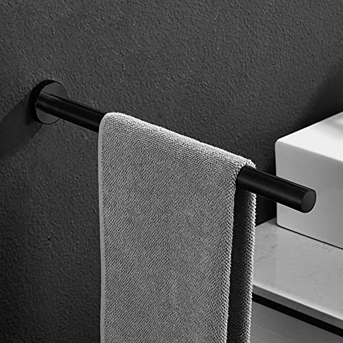 Athyior Handtuchhalter Bad Edelstahl Wandmontage - 40cm Handtuchstange Gebürstet Rostfrei handtuchhalterung mit Schrauben Badetuchhalter für Badezimmer und Küche (Schwarz, Einarmig)