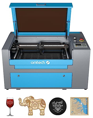 OMTech 50W Grabador de Láser CO2 con Área de Trabajo 300x500mm Máquina de Grabado de Láser CO2 con RDWorks, Control Digital y Asistencia de Aire Engraving Machine Láser CO2 Profesional(50W 300X500MM)