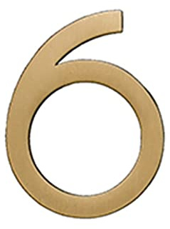 Self-Adhesive House Plaque Numbers Golden Brass Decorative Wall Door Figures, Simple Villa Hotel Plates Dormitory Home Height 5cm 2 Inch Sign, Polished Digital Signage, for Room Address Mailbox (6)