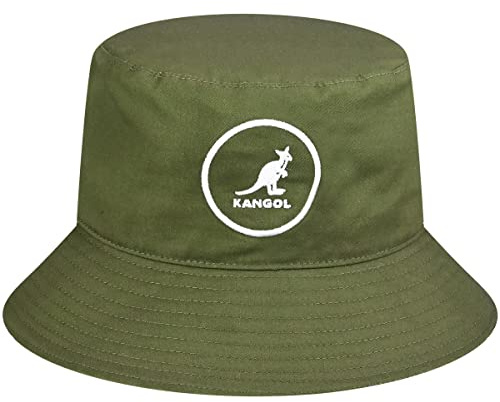 Kangol Cotton Bucket Hat Baumwollhut Hut Fischerhut Anglerhut Stoffhut Damen/Herren - Outdoorhut mit Futter Winter Frühling-Sommer Herbst-Winter - M (56-57 cm) Oliv