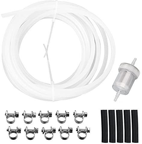 Benzinschlauch Kit, 5m Kraftstoffleitung mit 1 Benzinfilter und 10 Schlauchschelle, Kraftstoffschlauchleitungs Kit für Auto, Motorrad, Roller, Rasenmäher