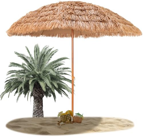 RELAX4LIFE Parasol Exotique en Paille Hawaïen Φ243CM