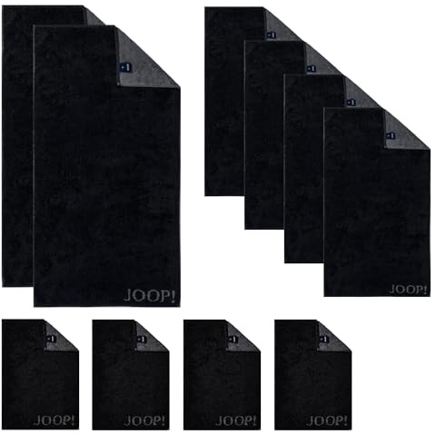 Joop! Handtuch Set, 10-TLG. - Classic, 2X Duschtuch, 4X Handtuch, 4X Gästetuch Schwarz Set