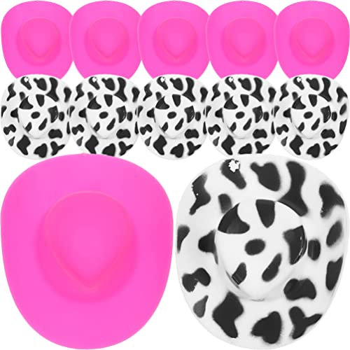 Alipis Mini Cowboy Hat: 20PCS Plastic Pink Cowgirl Hat - Miniature Cowboy Wine Topper - Western Party Decorations for Kids Pretend Play Dollhouse Cake Topdiy Decoration Accessories
