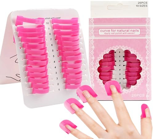 JIAMIAN Nagellack Schablone 26 Stück, 10 Größen, Anti-Spill-Maniküre-Schutzwerkzeuge, Nail Art Spitzenschutz Wiederverwendbare Nail Art Basic Werkzeugzubehör