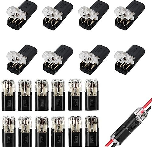 Conector Cable 2 Pines 20 Unidades Conector Alambre Baja Tensión Para 18-22AWG Cable Instalación Cableado Simple Empalme Rápido Conector Para Coche Terminales Tope Para Alambre Calibre