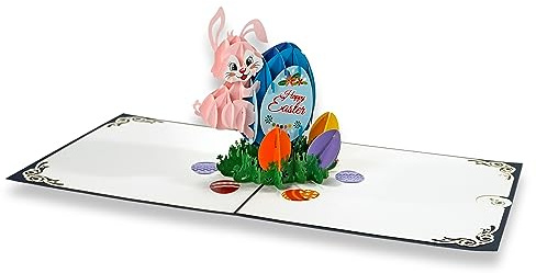 paperdora® Biglietto Pop-Up 3D „Pasqua“ con Busta e Sigillo di Cera - Biglietto D'Auguri Biglietto Regalo Buono Regalo