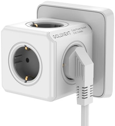 GOLDNEXT Multipresa Cubo 5 in 1 Ciabatta Multipresa con 5 Prese Europee (3680W), Multipresa Elettrica Senza Cavo per Casa, Ufficio, Viaggi, Compatibile con MacBook Pro, iPhone 15, Galaxy S23, iPad Pro