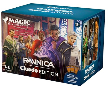Magic: The Gathering – Ravnica: Cluedo Edition – Krimi-Kartenspiel für 3-4 Spieler (enthält 8 spielfertige Booster, 21 Beweiskarten, 1 Foil-Schockland und Detektivspiel-Zubehör) (English Version)