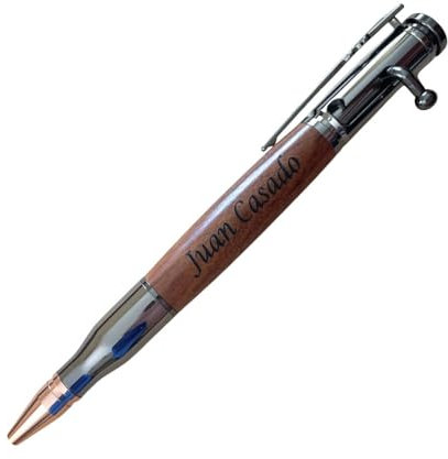 Regalo Grabado Personalisierter Jagdstift | Gewehrclip und Druckknopfschloss | ideal für Papa, Jäger, Freund, Ehemann | Standard-Nachfüllung Jumbo | Geschenk für Militär, Jäger, Holz