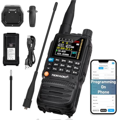TIDRADIO TD-H3 Walkie-Talkie, APP/Web Bluetooth Programmierfunkgerät, Freq Copy, DTMF, NOAA Wetter, 2500 mAh, 1 Stück