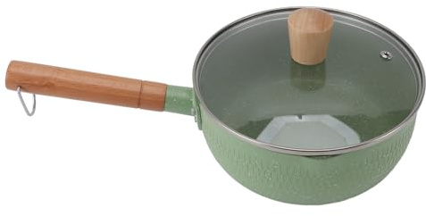 Casserole Anti-adhésive en Acier Inoxydable, Sauce et Lait, Compatible avec Induction, Gaz et Électrique, Vert avec Couvercle