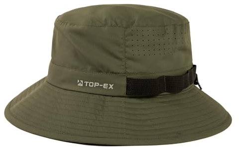 TOP-EX Kühlender Fischerhut Herren Atmungsaktiv UV-Schutz Sonnenhut Damen Sommer Outdoor Hut mit Breiter Krempe Faltbar Safari Hut Wanderhut Armeegrün XL