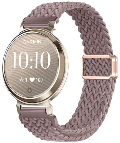 GIOPUEY Armband Kompatibel mit Garmin Lily 2, Geflochtenes Nylon Armband [Unisex] elastisch Ersatzarmband - Purple
