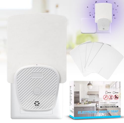 Flying Insect Trap, Fruit Fly Trap, Fly Catcher with 5pcs Sticky Board, Plug-in Non-Toxic UV Attract mosquito Insect Killer Safe Bug Catcher Flying Gnat Trap for Indoor/Home Use