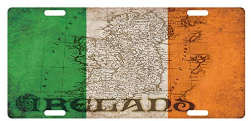 Biopracess Ireland Flag Custom License Plate Irish Map License Plate Sign 6x12 inches