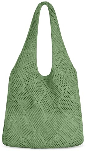 Aucuu Borsa da Spiaggia in Rete All'uncinetto, Borsa a Tracolla da Spiaggia, Borse a Spalla da Spiaggia, Borse a Spalla Bohemien, per Viaggio Shopping